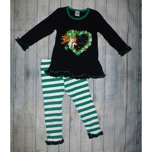 St Patricks Day Kiss Me I'm Irish Girls Boutique Ruffle Leggings Outfit Setq